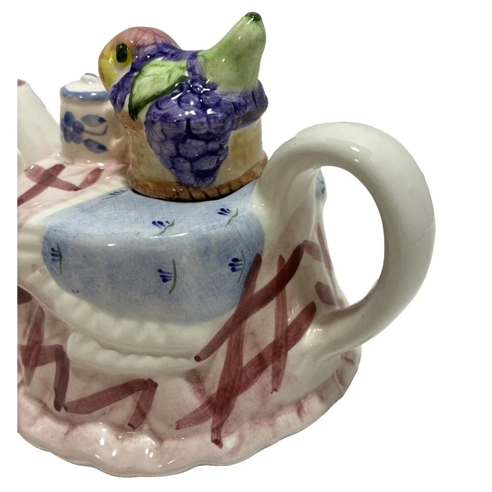 Vintage SUNSHINE Ceramic Novelty Teapot Table with Fruit and Tea - 1987 England
